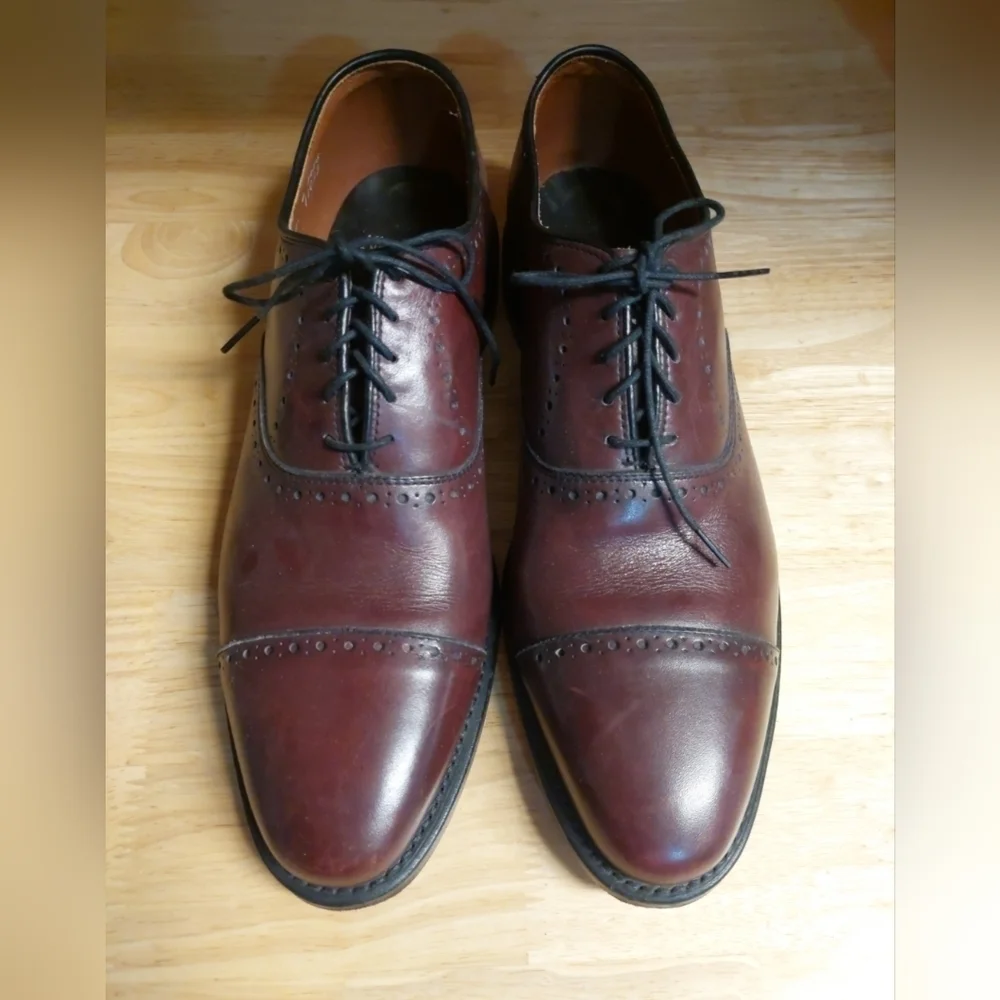 Allen Edmonds Hale Cap Toe Lace Up Oxfords Dress Shoes Burnished Burgundy 9B